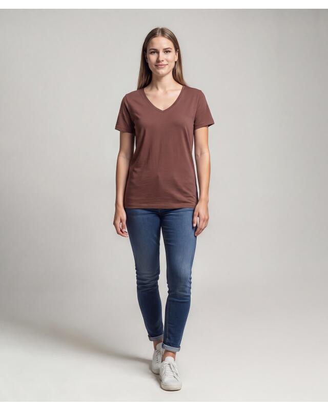 T-shirt basique femme, marron foncé (KiK Basic T-Shirt (dunkelbraun)) — KiK, produit allemand authentique au Maroc