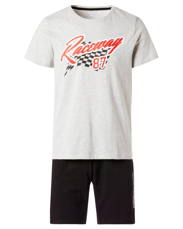Short pyjamas for men, grey marl (KiK Kurzer Pyjama (grau melange)) — KiK, authentic German product in Morocco