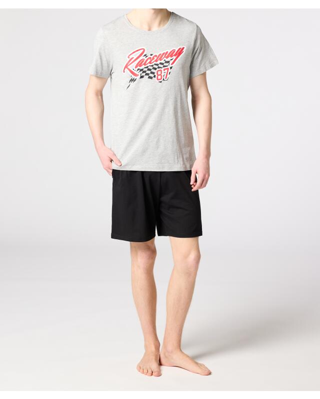 Short pyjamas for men, grey marl (KiK Kurzer Pyjama (grau melange)) — KiK, authentic German product in Morocco