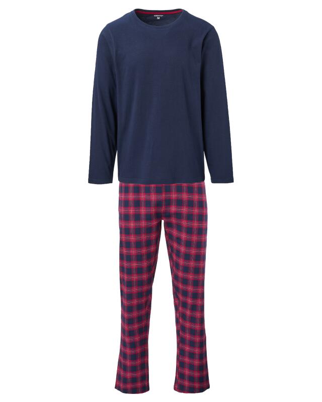Pyjama à pantalon en flanelle à carreaux homme, bleu marine (KiK Pyjama mit karierter Flanellhose (dunkelblau)) — KiK, produit allemand authentique au Maroc