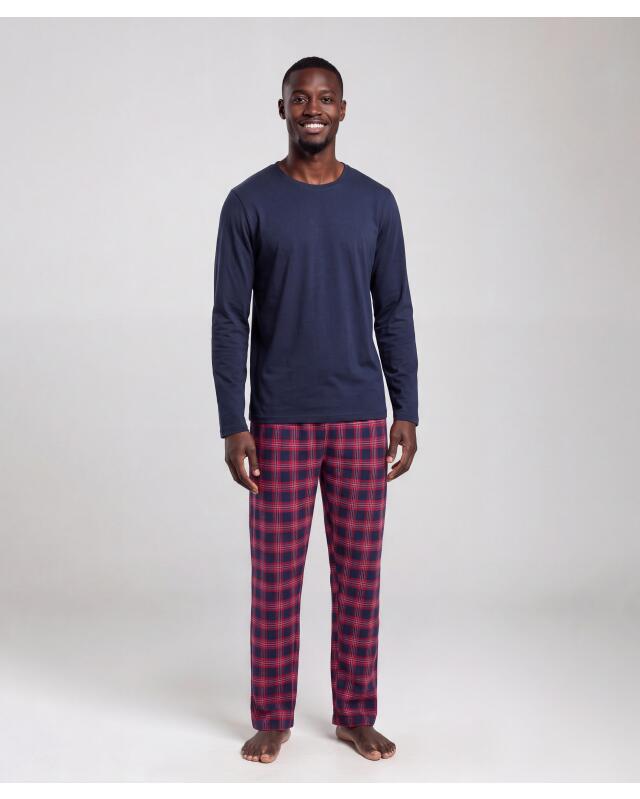 بيجامة بسروال فلانيل بنقشة مربعات للرجال، كحلي (KiK Pyjama mit karierter Flanellhose (dunkelblau)) — KiK, منتج ألماني أصلي في المغرب