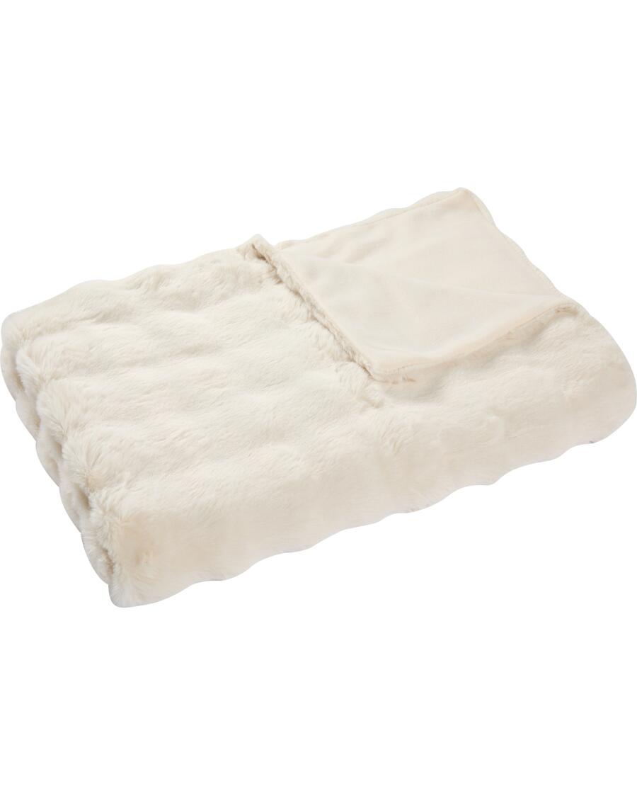 Wohndecke aus Kunstfell offwhite