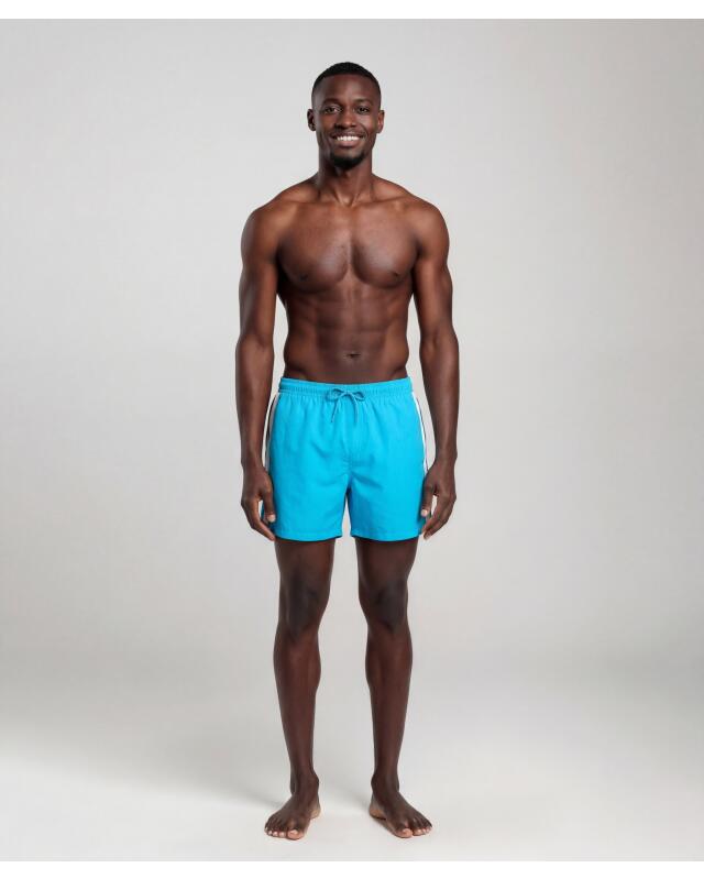 Short de bain à bandes latérales homme, bleu fluo (KiK Badeshorts mit Seitenstreifen (neon blau)) — KiK, produit allemand authentique au Maroc