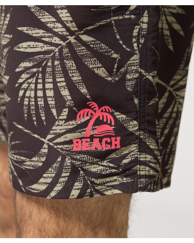 Short de bain à motifs homme, noir (KiK Gemusterte Badeshorts (schwarz)) — KiK, produit allemand authentique au Maroc