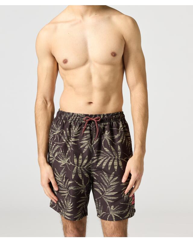 Short de bain à motifs homme, noir (KiK Gemusterte Badeshorts (schwarz)) — KiK, produit allemand authentique au Maroc
