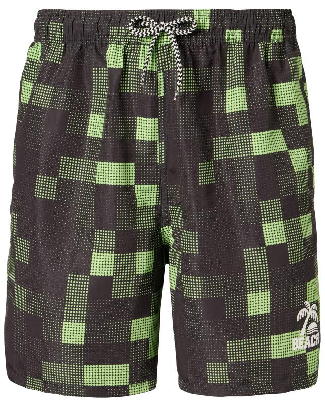 Short de bain à motifs homme, vert clair (KiK Gemusterte Badeshorts (hellgrün)) — KiK, produit allemand authentique au Maroc