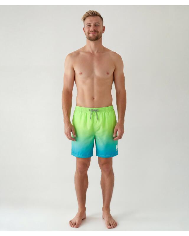 Short de bain dégradé homme, vert fluo (KiK Badeshorts mit Farbverlauf (neon grün)) — KiK, produit allemand authentique au Maroc
