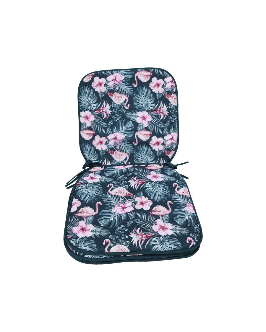 Sitzkissen mit Bändern, grün bedruckt