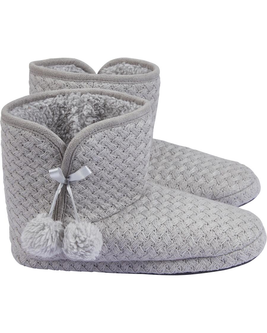 Homeboots mit Struktur, Janina, hellgrau Günstig bei KiK