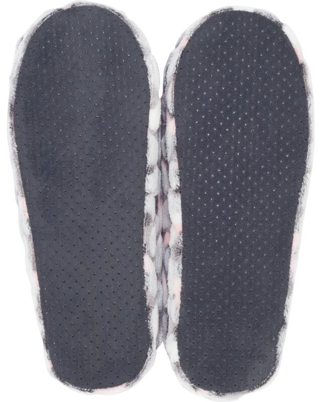 Chaussons en peluche femme, gris à motifs (KiK Plüsch-Hausschuhe (grau gemustert)) — KiK, produit allemand authentique au Maroc