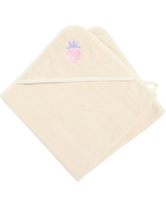 Serviette à capuche brodée bébé garçon, blanc cassé (KiK Kapuzenhandtuch mit Stickerei (offwhite)) — KiK, produit allemand authentique au Maroc
