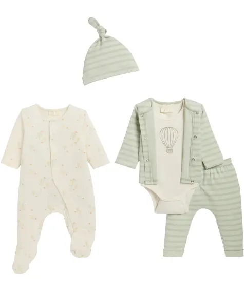 Czapka + kardigan + body + śpioszki + spodnie