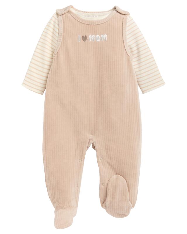 Sleepsuit + bodysuit for baby boys, natural — KiK, authentic German product in Morocco