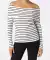 Gebreide off shoulder trui wit/zwart