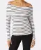 Gebreide off shoulder trui wit/zwart