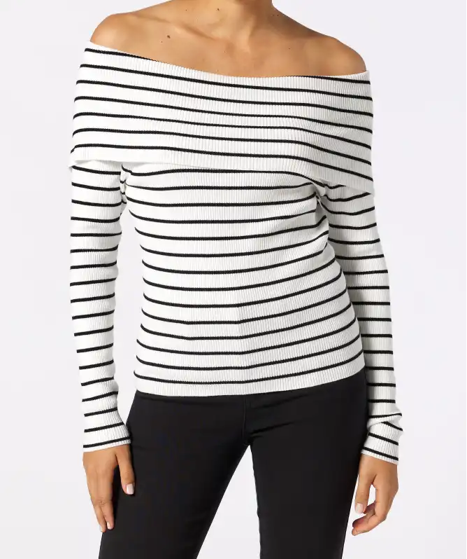 Gebreide off shoulder trui