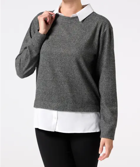 Strickpullover mit Hemdeinsatz
