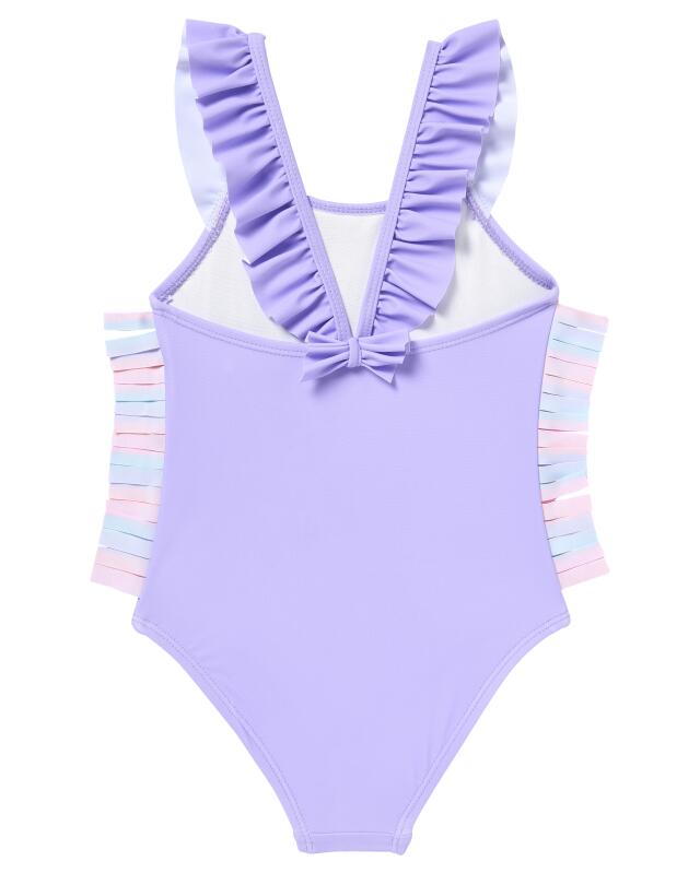 Maillot de bain à franges fille, violet (KiK Badeanzug mit Fransenapplikationen (lila)) — KiK, produit allemand authentique au Maroc