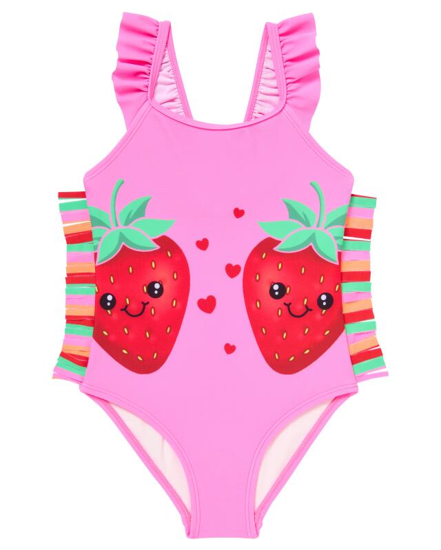 Maillot de bain à franges fille, rose fluo — KiK, produit allemand authentique au Maroc