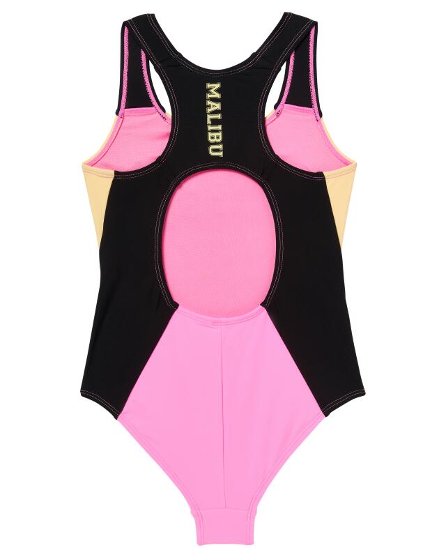 Maillot de bain color block fille, noir/rose vif (KiK Badeanzug Colour-Blocking (schwarz/pink)) — KiK, produit allemand authentique au Maroc