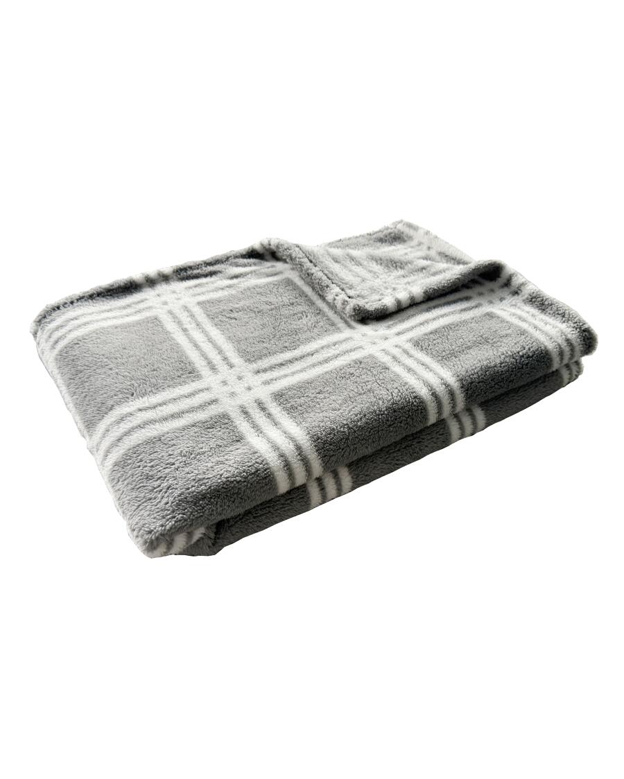 Sherpa deken grijs met patroon