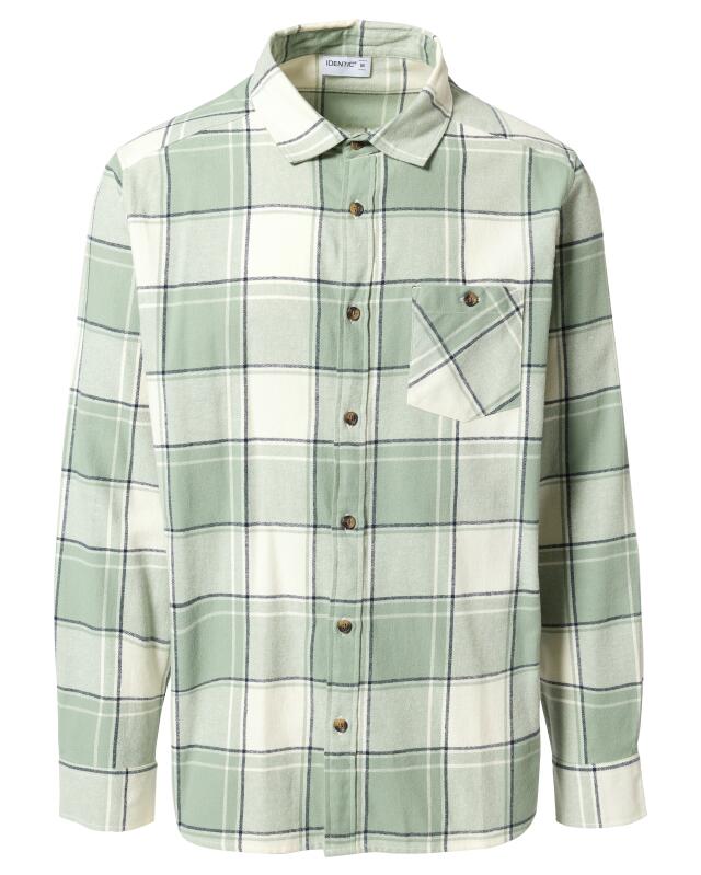 Chemise en flanelle à carreaux homme, vert à motifs (KiK Flanellhemd Karo (grün gemustert)) — KiK, produit allemand authentique au Maroc