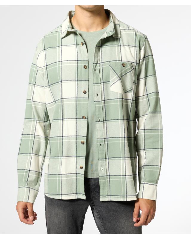 Checked flannel shirt for men, green patterned — KiK, authentic German product in Morocco