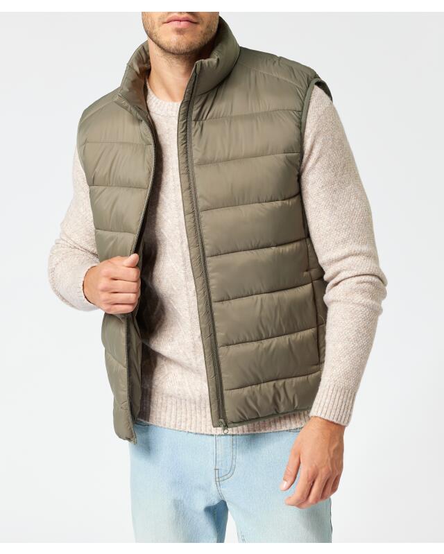 Gilet sans manches matelassé à col montant homme, kaki — KiK, produit allemand authentique au Maroc