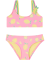 Bikini mit mehrfarbigen Trägern neon rosa