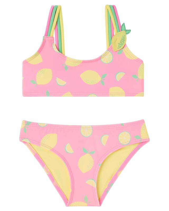 Bikini à bretelles multicolores fille, rose fluo — KiK, produit allemand authentique au Maroc