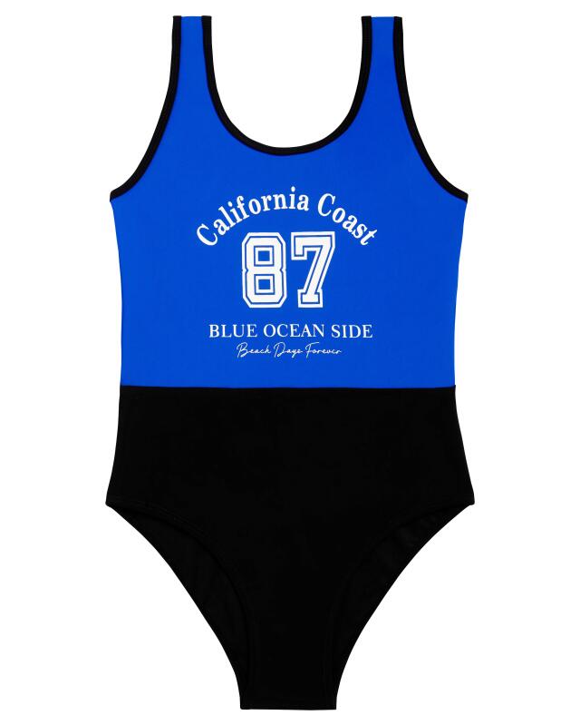Maillot de bain à larges bretelles fille, bleu roi — KiK, produit allemand authentique au Maroc
