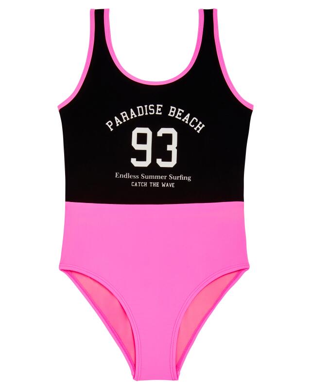 Maillot de bain à larges bretelles fille, rose fluo — KiK, produit allemand authentique au Maroc