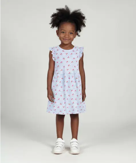 Gestreiftes Kleid mit Kirschen