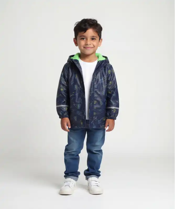 Regenjacke mit Rennwagenmotiven