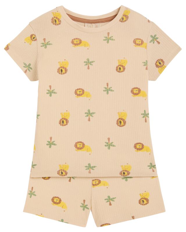 Short pyjamas with lions for baby boys, natural — KiK, authentic German product in Morocco