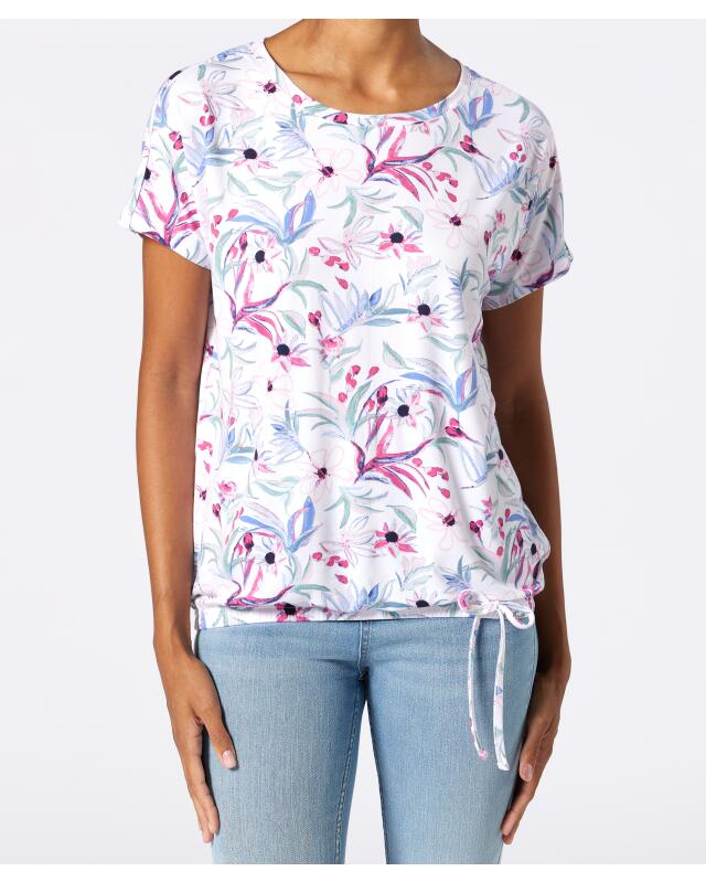 T-shirt à manches chauve-souris femme, blanc imprimé (KiK T-Shirt mit Fledermausärmeln (weiß bedruckt)) — KiK, produit allemand authentique au Maroc
