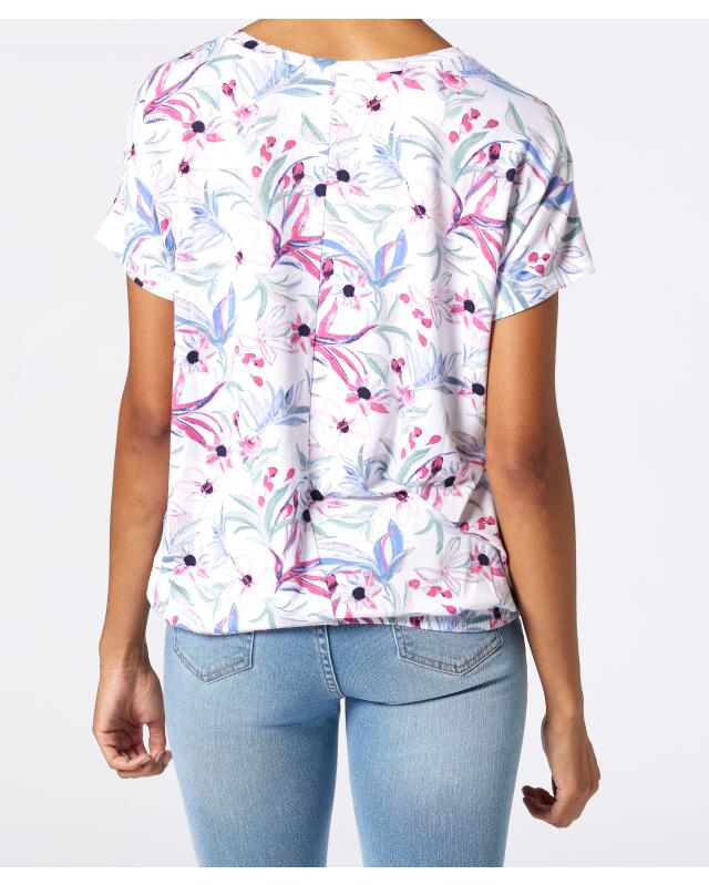 T-shirt à manches chauve-souris femme, blanc imprimé (KiK T-Shirt mit Fledermausärmeln (weiß bedruckt)) — KiK, produit allemand authentique au Maroc