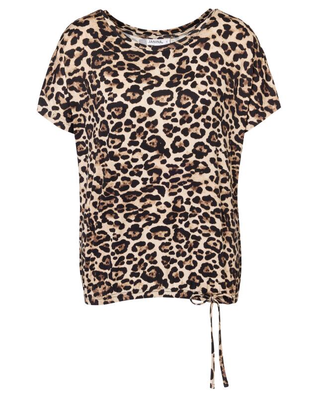 T-shirt à manches chauve-souris femme, imprimé léopard (KiK T-Shirt mit Fledermausärmeln (Leopardendruck)) — KiK, produit allemand authentique au Maroc