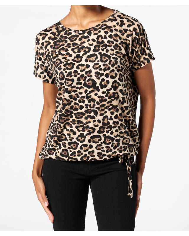 T-shirt à manches chauve-souris femme, imprimé léopard (KiK T-Shirt mit Fledermausärmeln (Leopardendruck)) — KiK, produit allemand authentique au Maroc