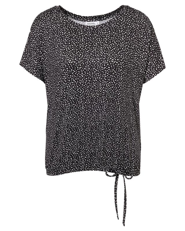 T-shirt à manches chauve-souris femme, noir imprimé (KiK T-Shirt mit Fledermausärmeln (schwarz bedruckt)) — KiK, produit allemand authentique au Maroc