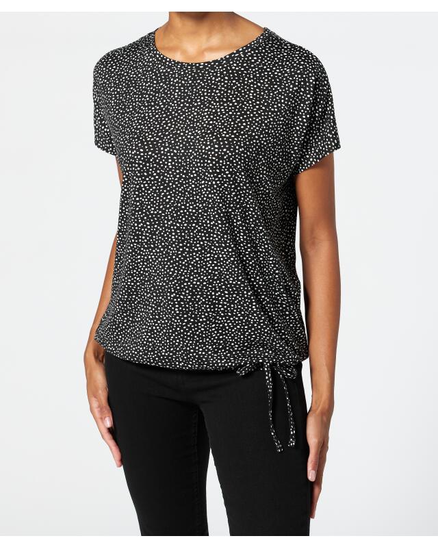 T-shirt à manches chauve-souris femme, noir imprimé (KiK T-Shirt mit Fledermausärmeln (schwarz bedruckt)) — KiK, produit allemand authentique au Maroc