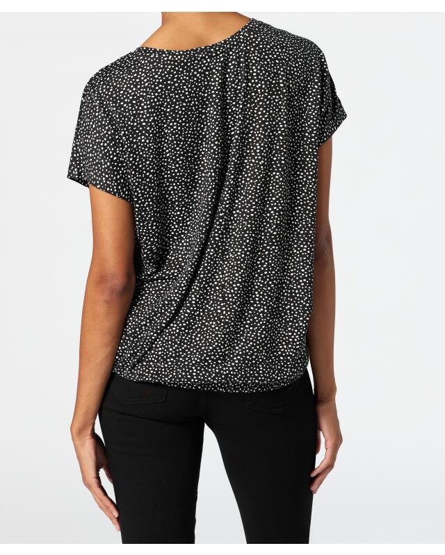 T-shirt à manches chauve-souris femme, noir imprimé (KiK T-Shirt mit Fledermausärmeln (schwarz bedruckt)) — KiK, produit allemand authentique au Maroc