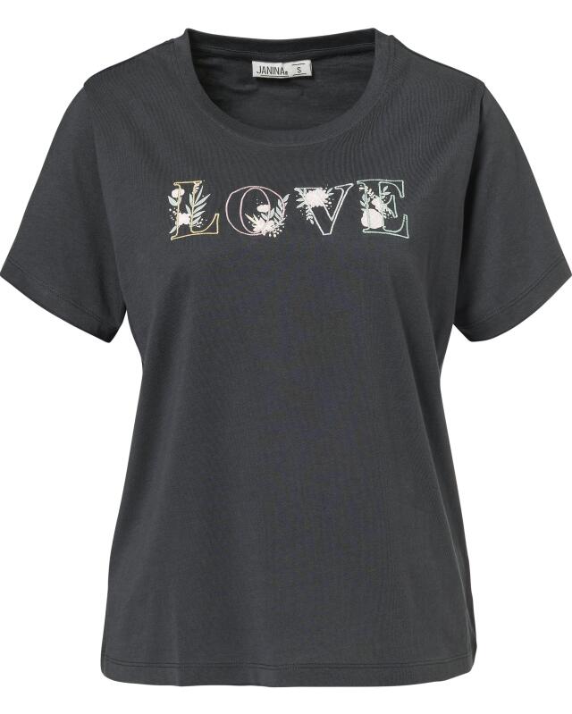 T-shirt brodé femme, bleu marine (KiK T-Shirt mit Stickerei (dunkelblau)) — KiK, produit allemand authentique au Maroc