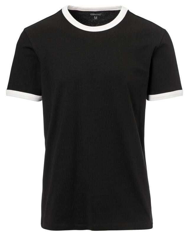 T-shirt with contrast trim for men, black (KiK T-Shirt mit Kontrastbündchen (schwarz)) — KiK, authentic German product in Morocco