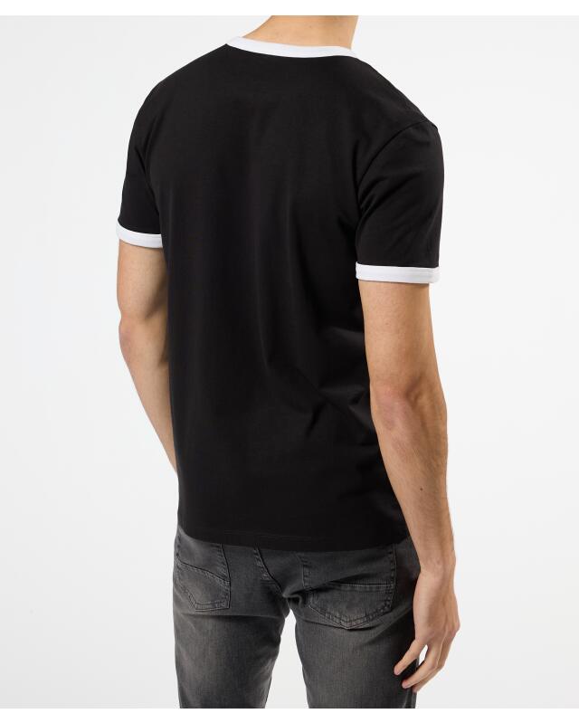 T-shirt with contrast trim for men, black (KiK T-Shirt mit Kontrastbündchen (schwarz)) — KiK, authentic German product in Morocco