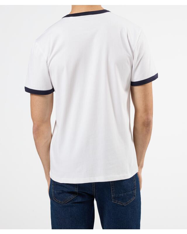 تيشيرت بحواف متباينة للرجال، أبيض (KiK T-Shirt mit Kontrastbündchen (weiß)) — KiK, منتج ألماني أصلي في المغرب