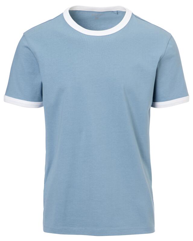T-shirt with contrast trim for men, light blue (KiK T-Shirt mit Kontrastbündchen (hellblau)) — KiK, authentic German product in Morocco