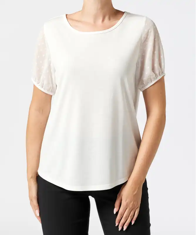 T-Shirt mit Chiffonärmeln
