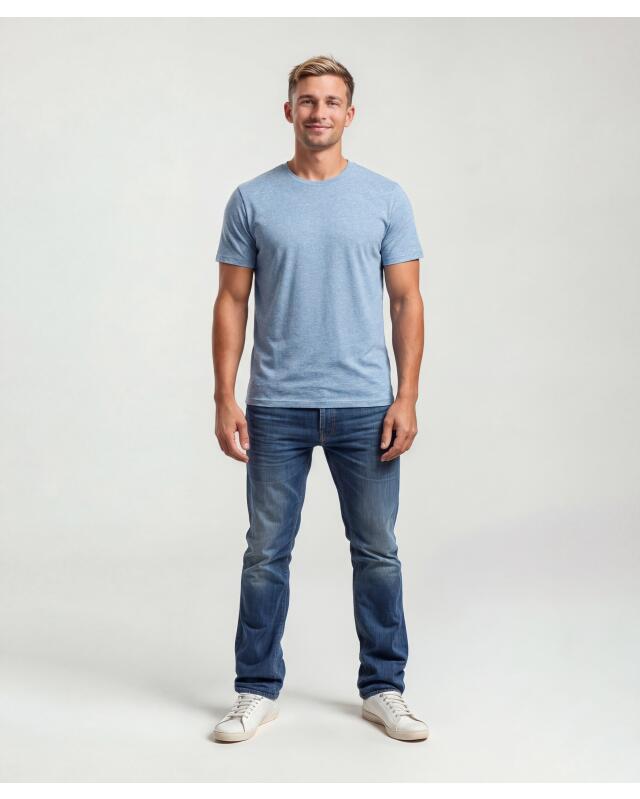 T-shirt basique homme, bleu clair (KiK Basic T-Shirt (hellblau)) — KiK, produit allemand authentique au Maroc