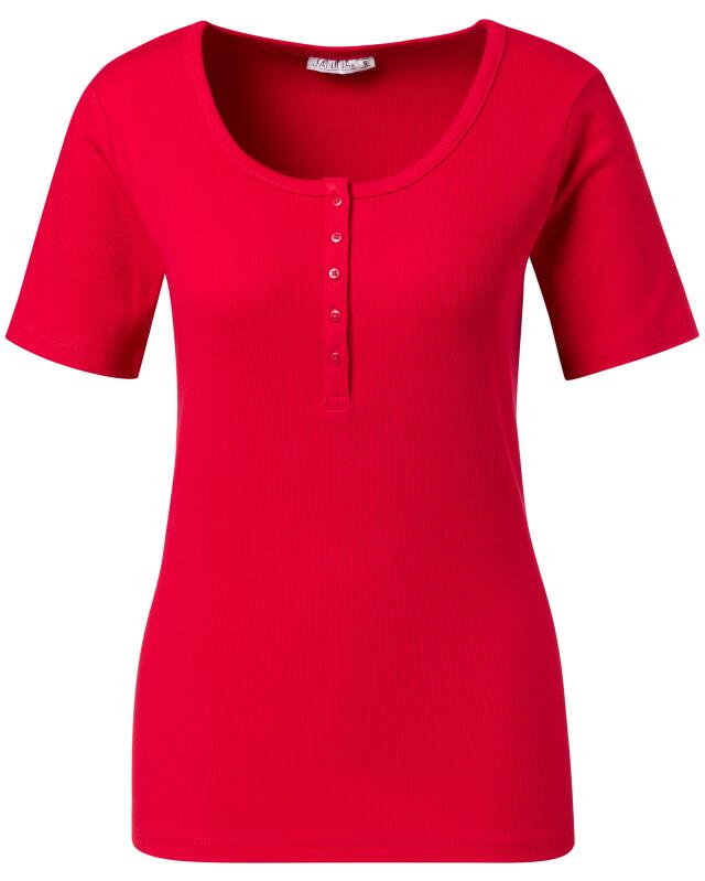 تيشيرت بصف أزرار للنساء، أحمر (KiK T-Shirt mit Knopfleiste (rot)) — KiK, منتج ألماني أصلي في المغرب